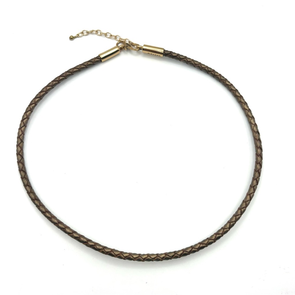Studio Barse Brown Braided Leather Torque Collar Necklace
